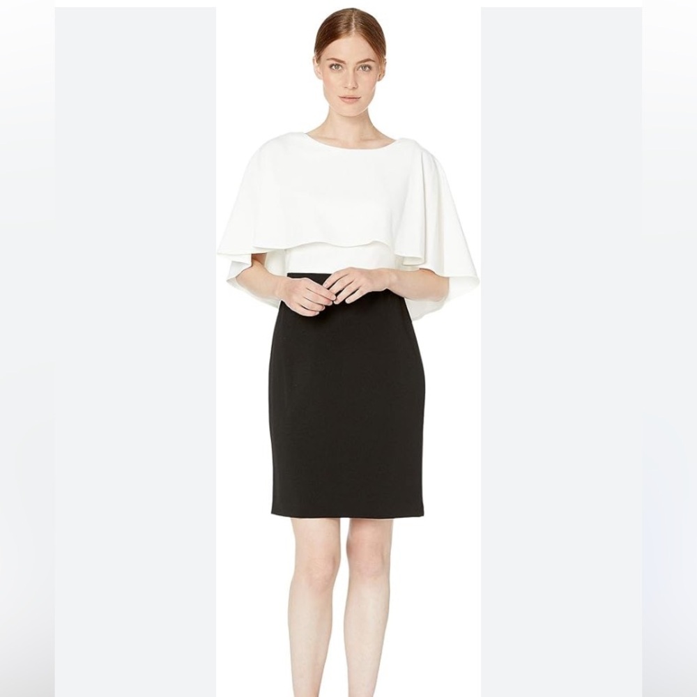 Calvin Klein Black Knee-Length Dress With Draping